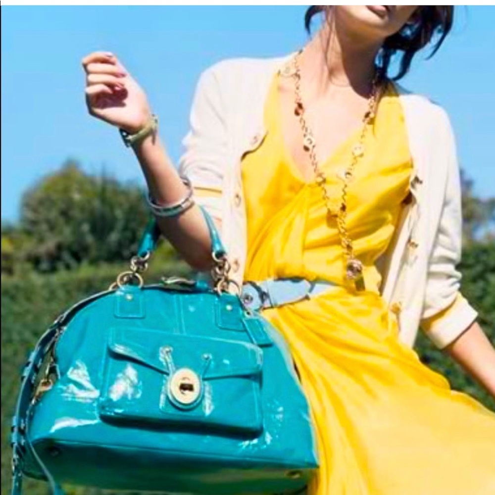 Coach Francine Legacy teal handbag